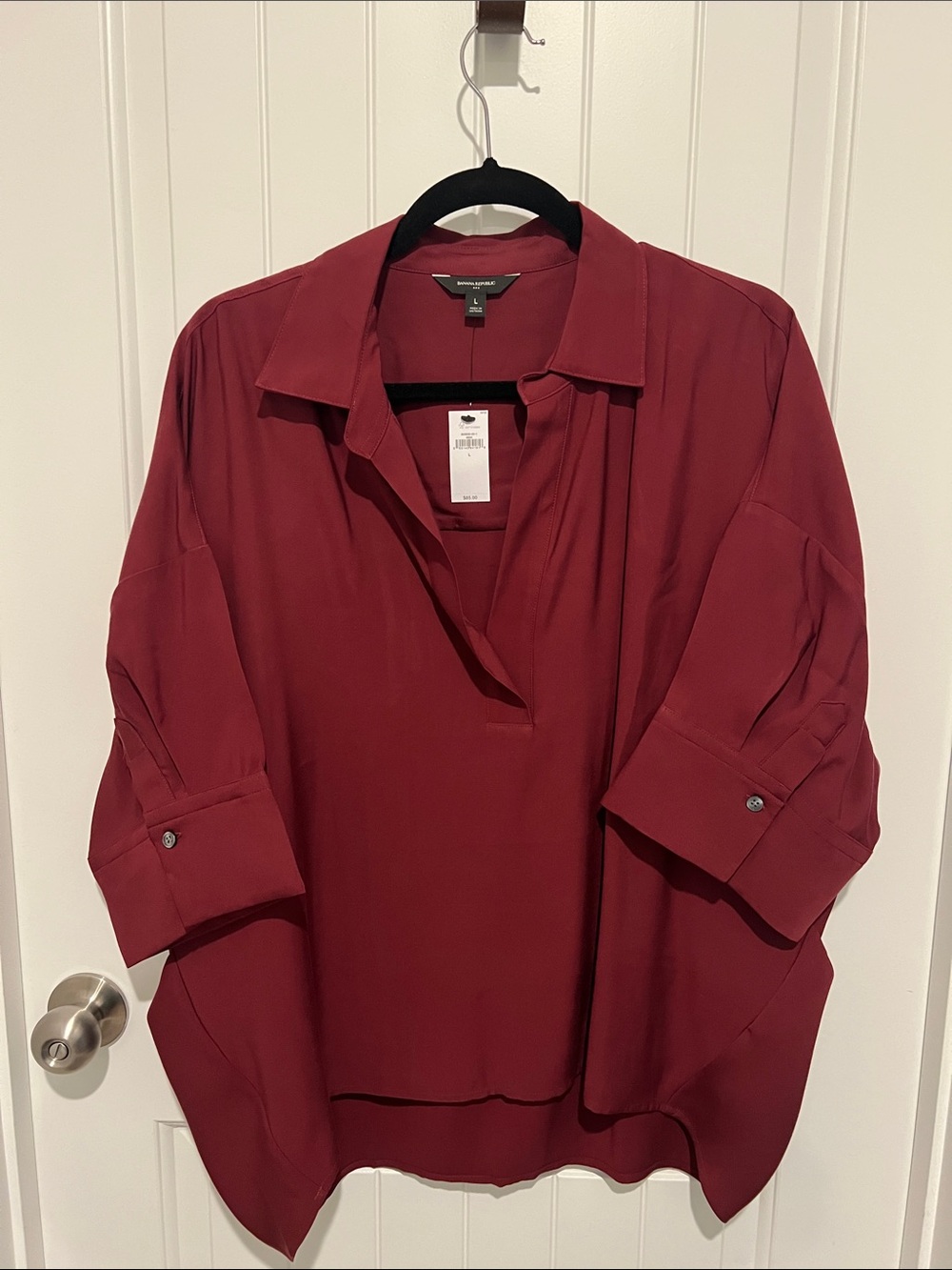Banana Republic Maroon Oversized Women's Collared Blouse ( 241 bundle -tan one)!